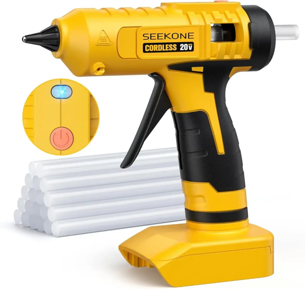 SEEKONE SCE103 20V Cordless Hot Glue Gun with Fast Preheating and 30 Glue Sticks